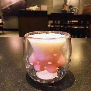 Cat Paw 2019 Starbucks Limited Edition  Sakura 6oz Pink Double Wall Glass Mug